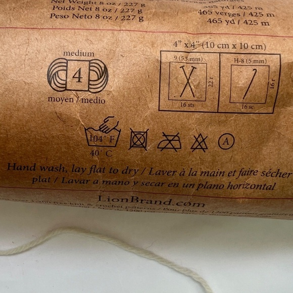 Lion Brand Fishermens Wool Natural Oils 100% Pure Virgin 8 Oz 465 yd Natural 098 - Picture 7 of 8